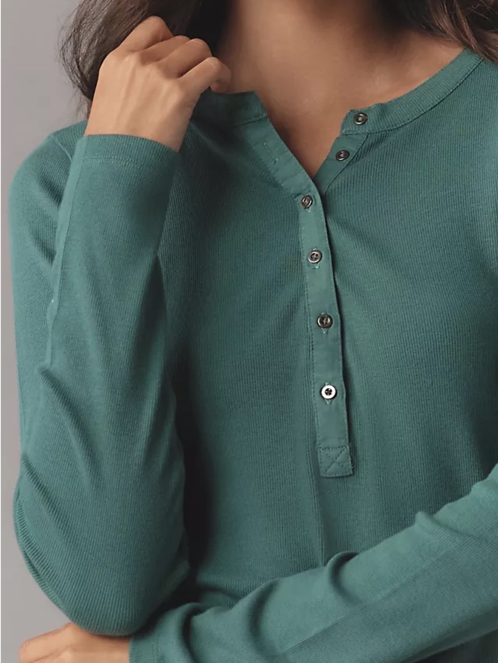 Pilcro Henley Long-Sleeve Top